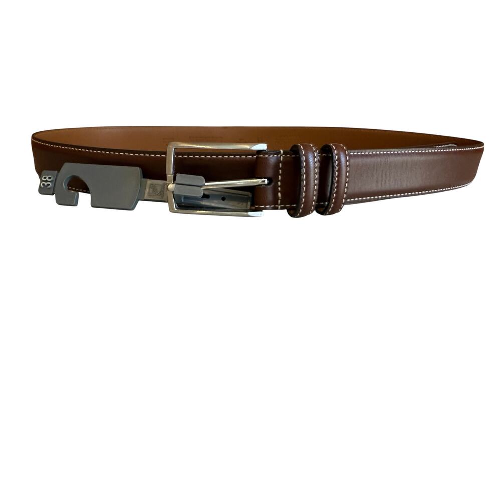 Nordstrom Mens Brown Contrast Stitch Leather Belt 38